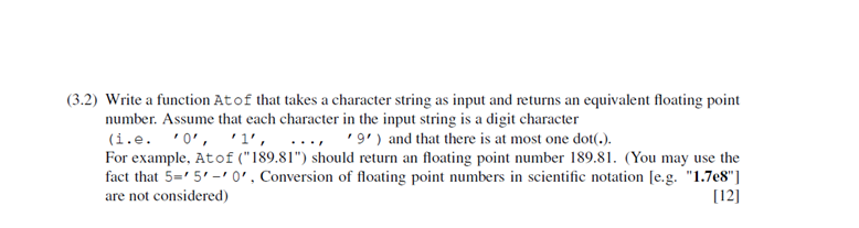 Solved (3.2) Write a function At of that takes a character | Chegg.com