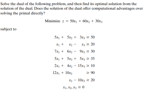 Solved Solve the dual of the following problem, and then | Chegg.com