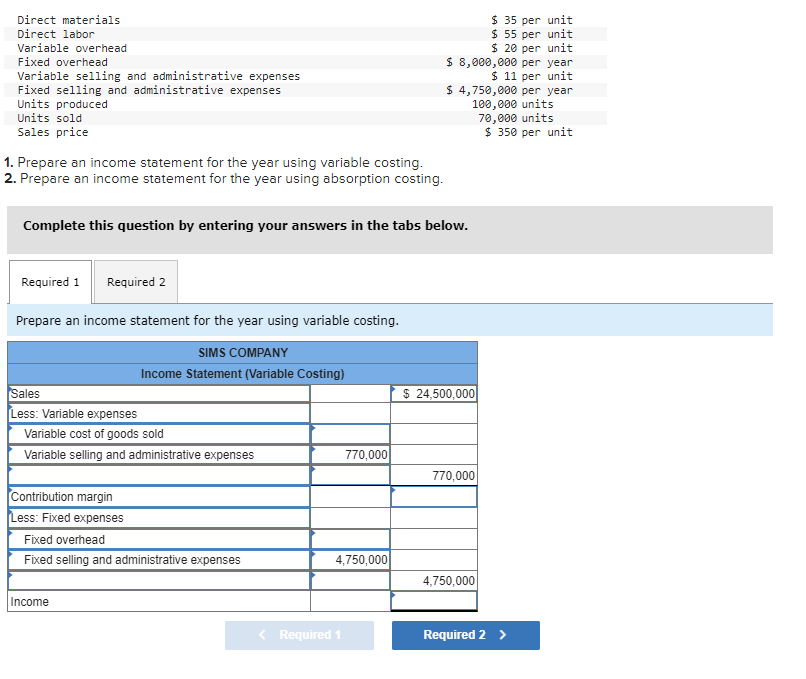 Solved Prepare an income statement for the year using | Chegg.com