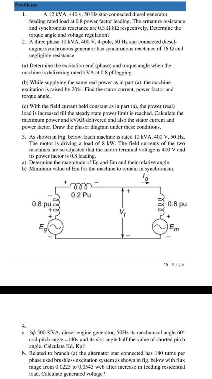 Solved Problems 1 A 12 Kva 440 V 50 Hz Star Connected