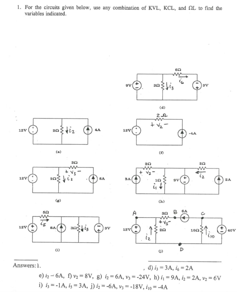 Solved 1. For The Circuits Given Below, Use Any Combination | Chegg.com