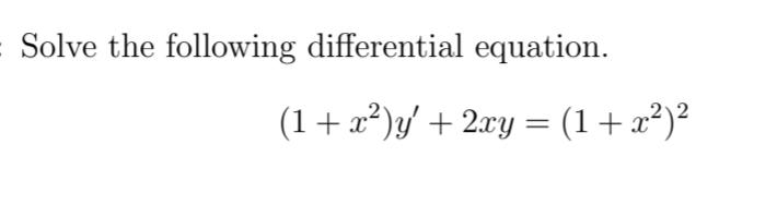 Solved Solve the following differential equation. | Chegg.com