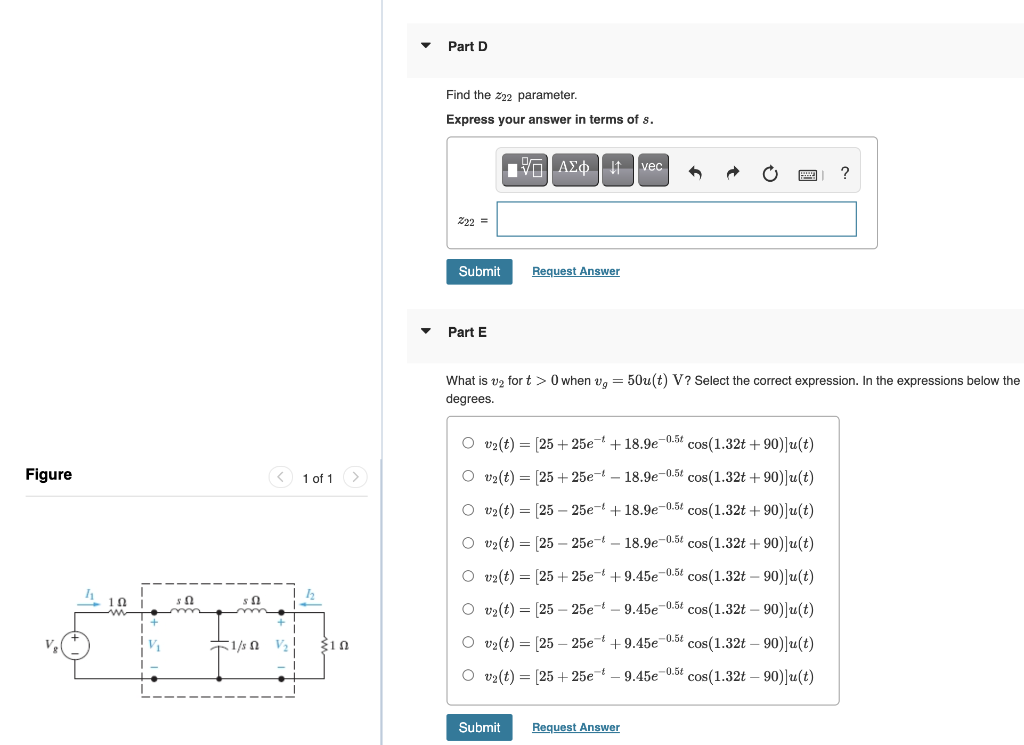 Solved Part A Find the 211 parameter for the two-port | Chegg.com