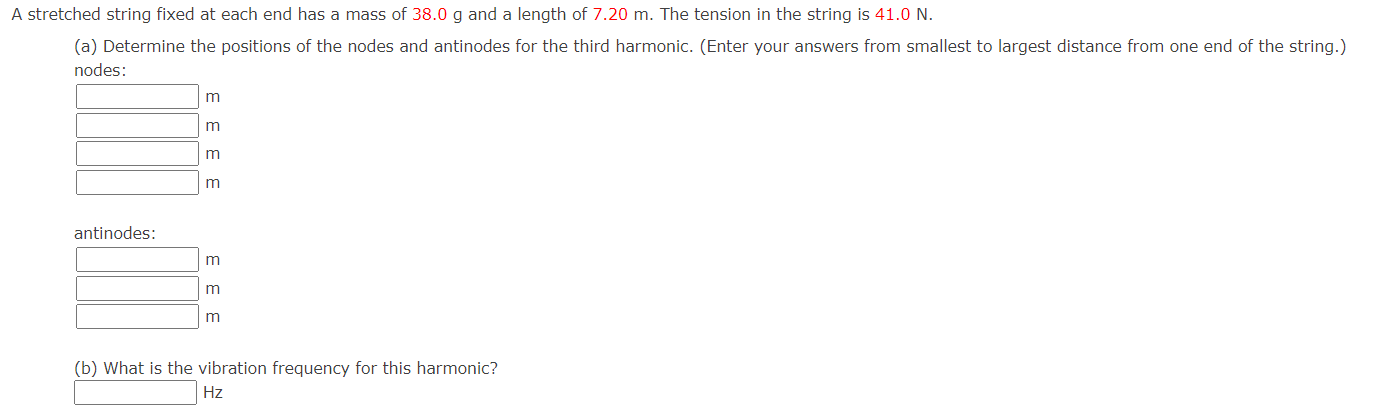 Solved A stretched string fixed at each end has a mass of | Chegg.com