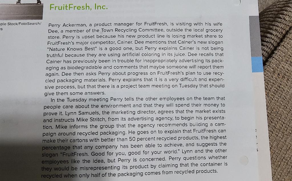 Solved Fruit Fresh, Inc. Perry Ackerman, a product manager | Chegg.com