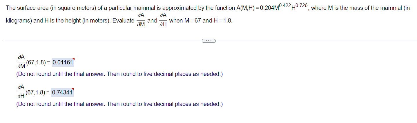 Solved The surface area (in square meters) of a particular | Chegg.com