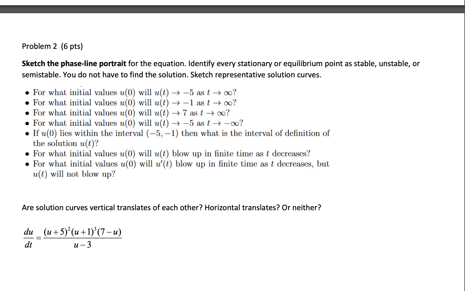 Solved Sketch The Phase-line Portrait For The Equation. | Chegg.com