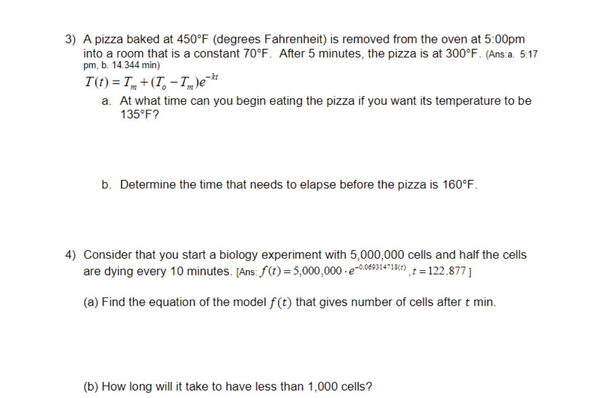 Solved 1) A cake is removed from an oven at 350°F and cools