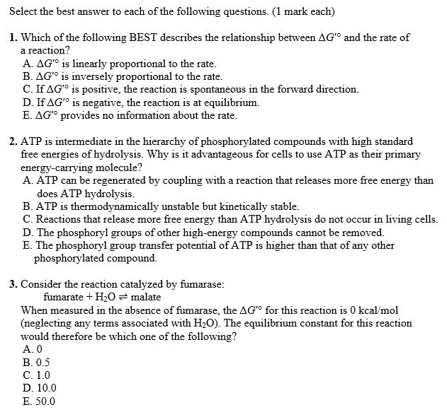 Solved Select The Best Answer To Each Of The Following | Chegg.com