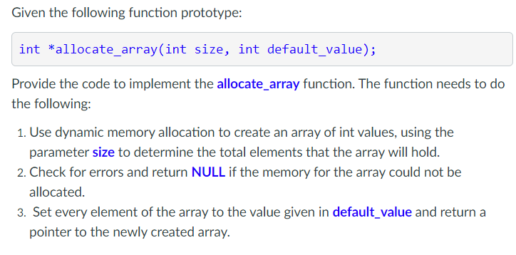 Solved Given the following function prototype: int | Chegg.com