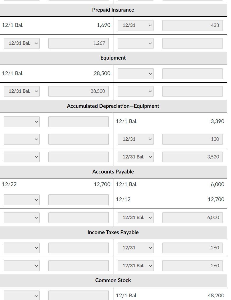 Solved Post the adjusting entries to the ledger Taccounts.