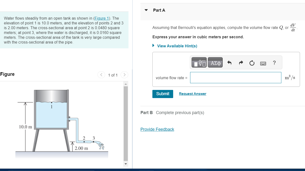 Solved Water flows steadily from an open tank as shown in | Chegg.com