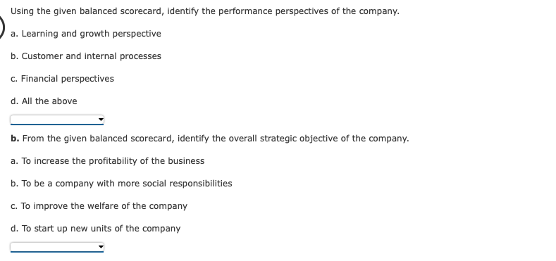 Solved Elements Of The Balanced Scorecard The Following Is | Chegg.com