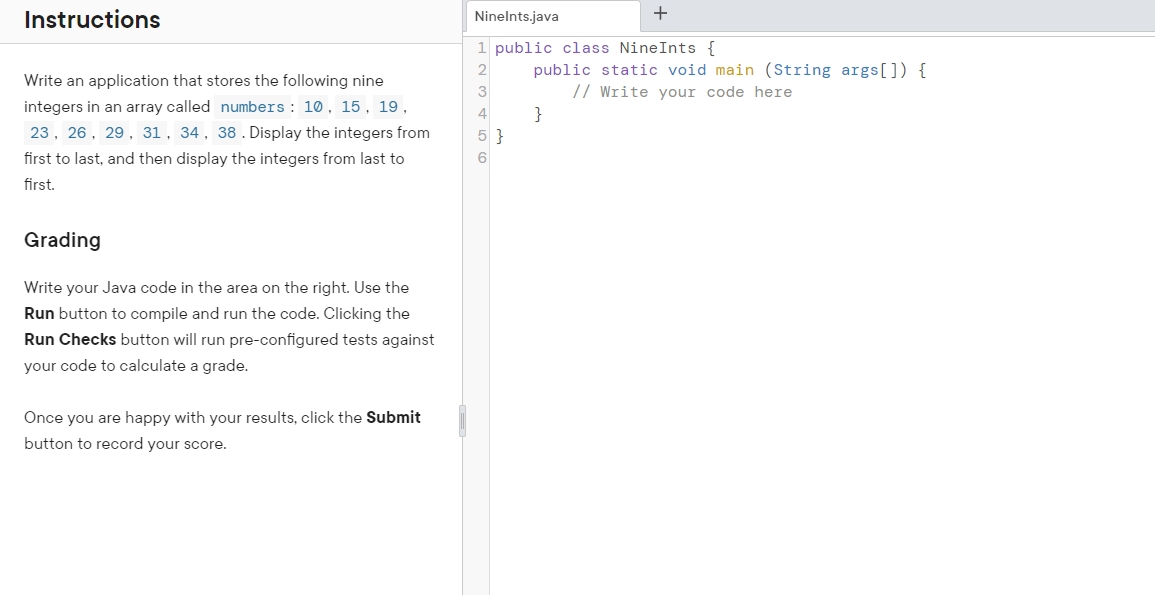 Solved InstructionsWrite an application that stores the | Chegg.com