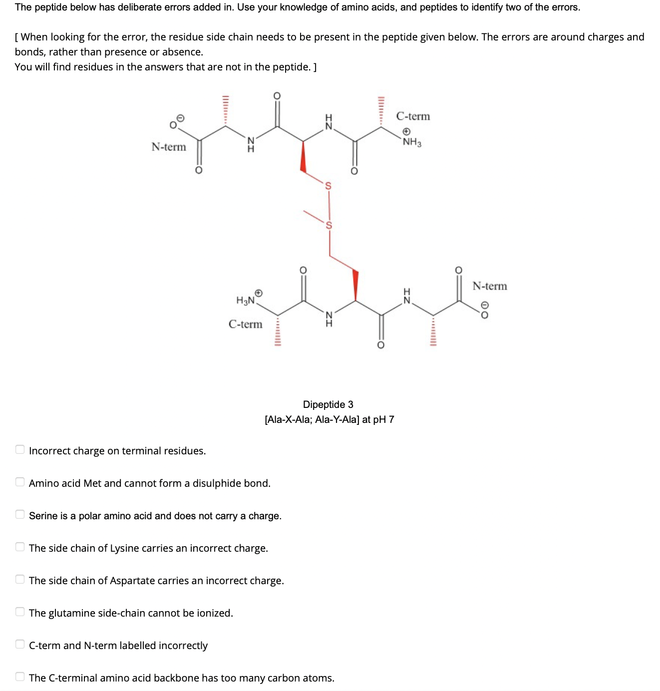 Solved The peptide below has deliberate errors added in. Use