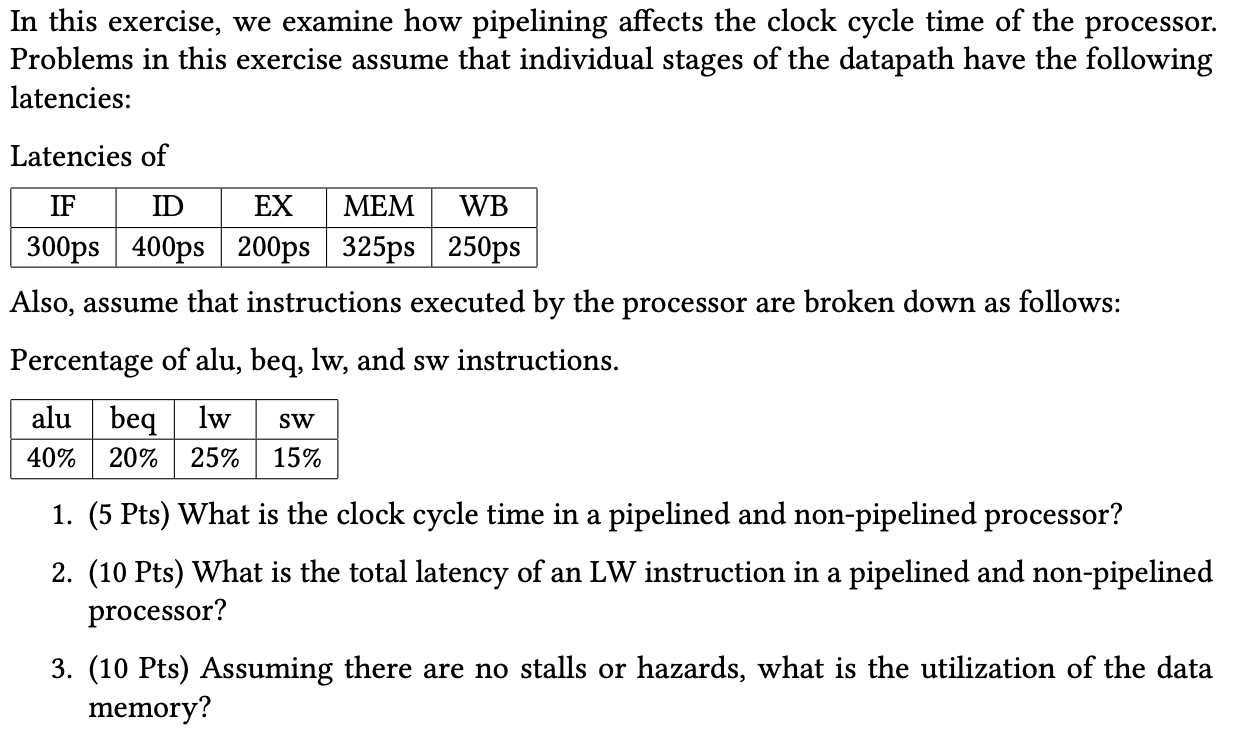 Solved In this exercise, we examine how pipelining affects