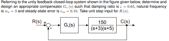 Solved Referring to the unity feedback closed-loop system | Chegg.com