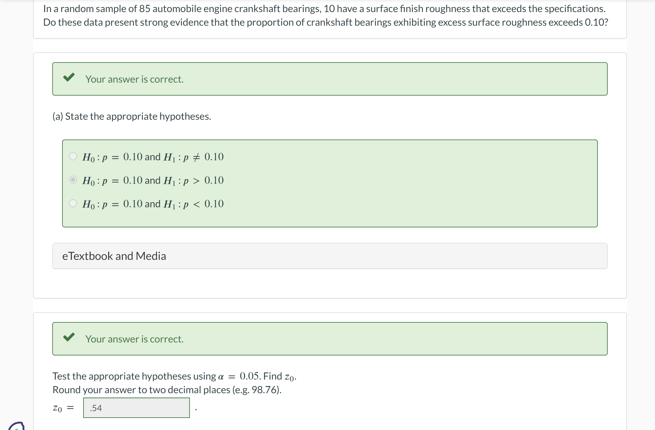 Solved In a random sample of 85 automobile engine crankshaft