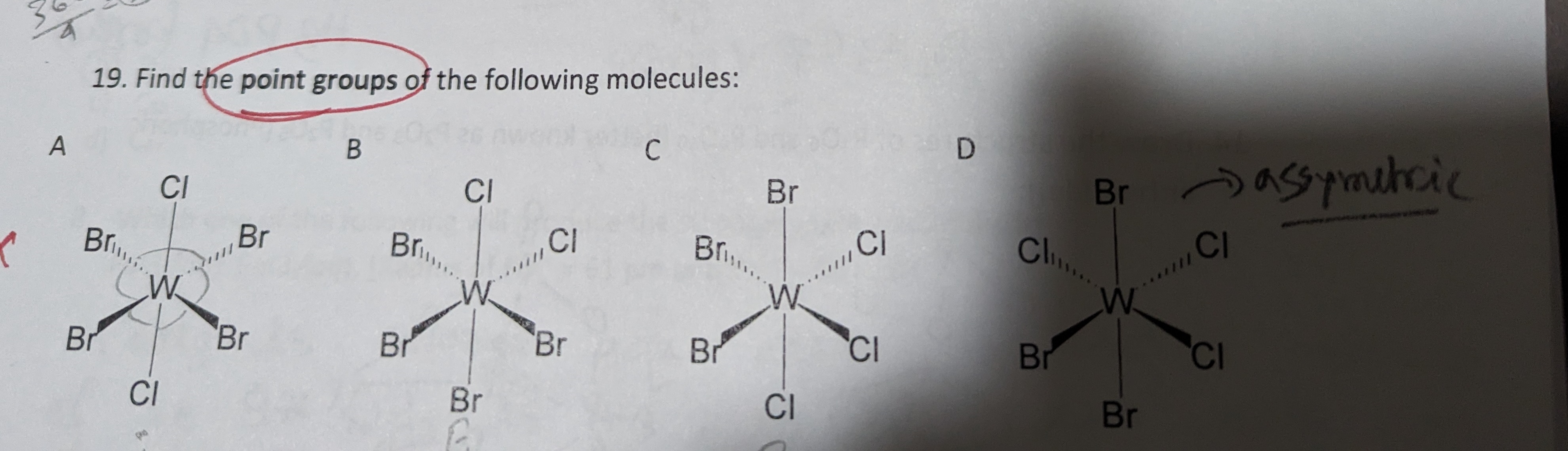 Solved 19. Find the point groups of the following molecules: | Chegg.com