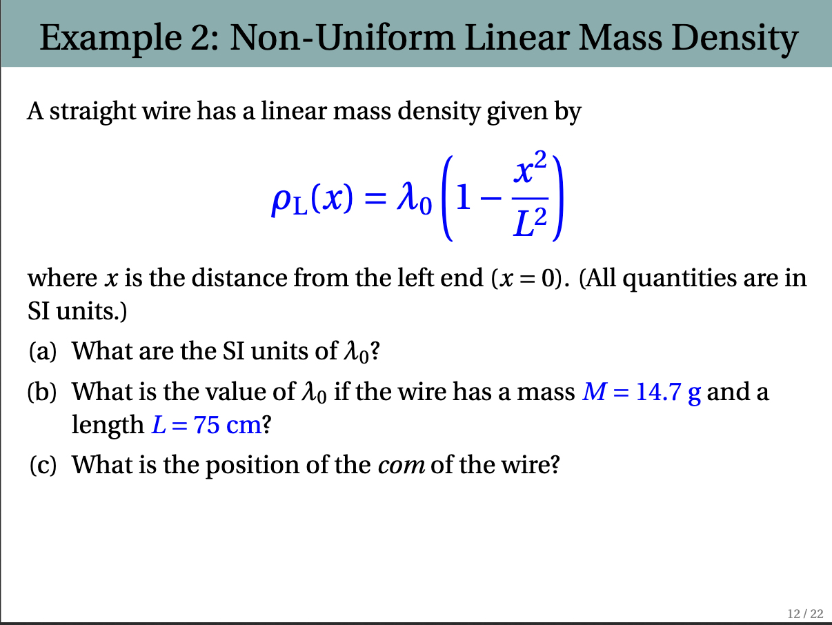 Solved Example 2: Non-Uniform Linear Mass Density A straight | Chegg.com