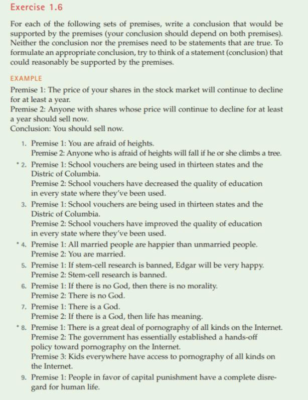 Solved Exercise 1.6 For each of the following sets of | Chegg.com