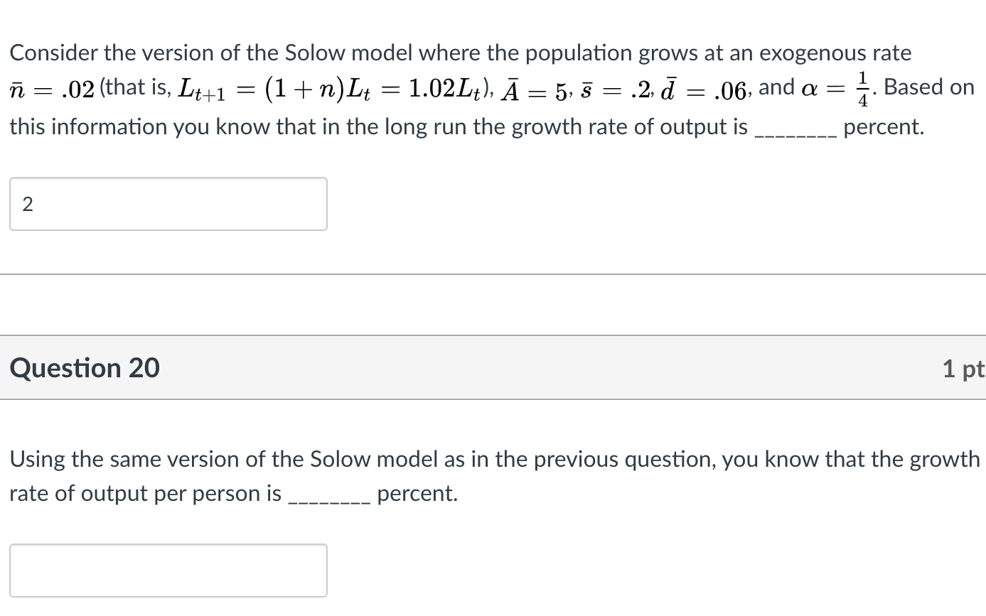 Solved Consider the version of the Solow model where the | Chegg.com
