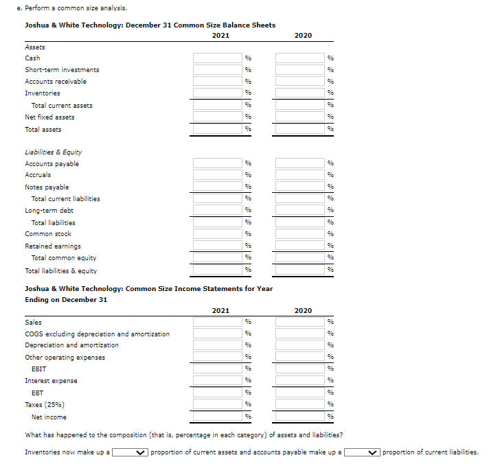Solved Joshua \& White Technology: Income Statements for | Chegg.com