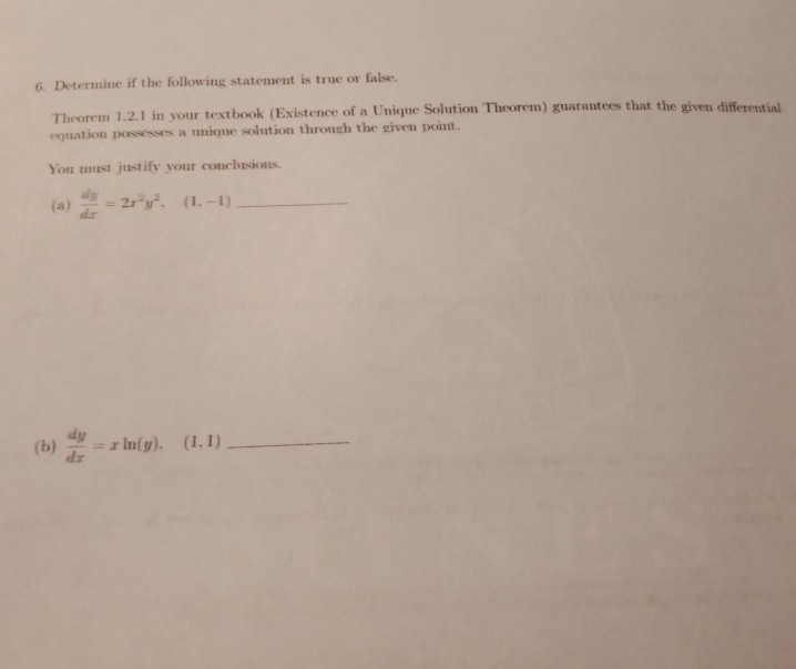 Solved 6. Determine if the following statement is true or | Chegg.com