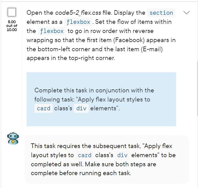 Solved Open the code5-2 flex.css file. Display the element | Chegg.com