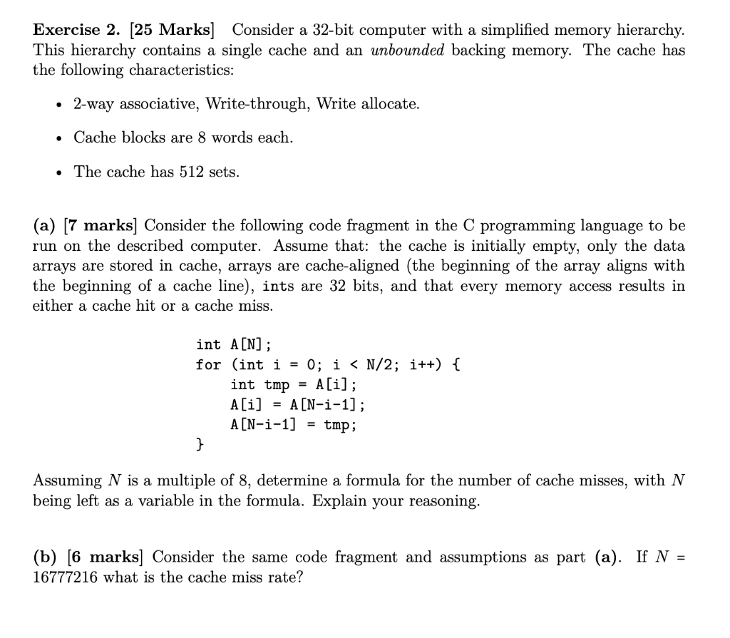 Exercise 2. (25 Marks] Consider A 32-bit Computer | Chegg.com