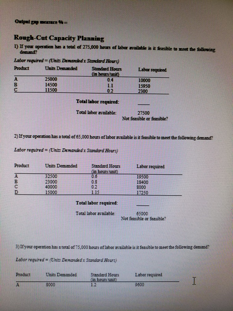 Solved Assignment Capacity Planning ) Modeling Capacity | Chegg.com