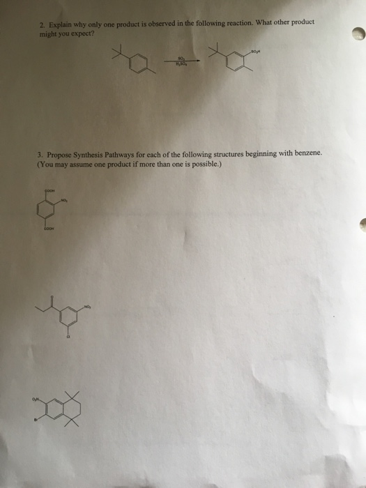 Solved 2. Explain why only one product is observed in the | Chegg.com