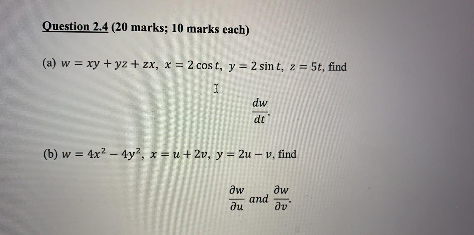 Solved Question 2 4 Marks 10 Marks Each A W Xy Chegg Com