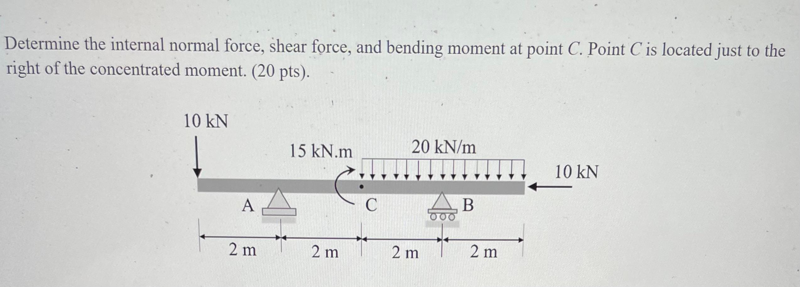 Solved Determine the internal normal force, shear force, and | Chegg.com