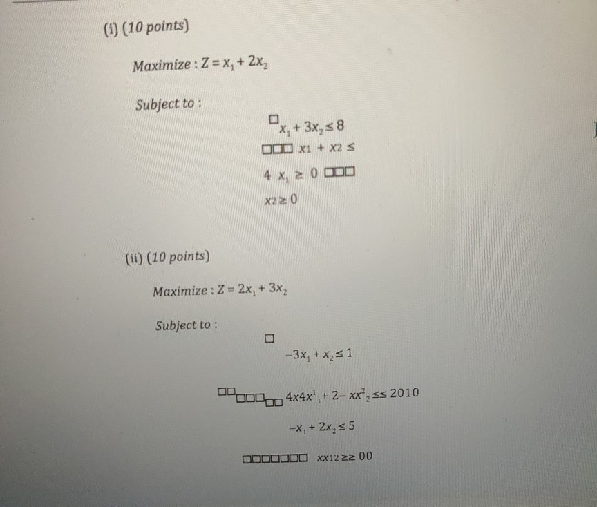 Solved (2) (20 points) Use the graphical solution method to | Chegg.com
