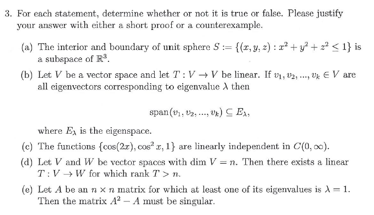 Solved For each statement, determine whether or not it is | Chegg.com