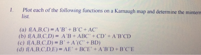 Solved Plot Each Of The Following Functions On A Karnaugh | Chegg.com