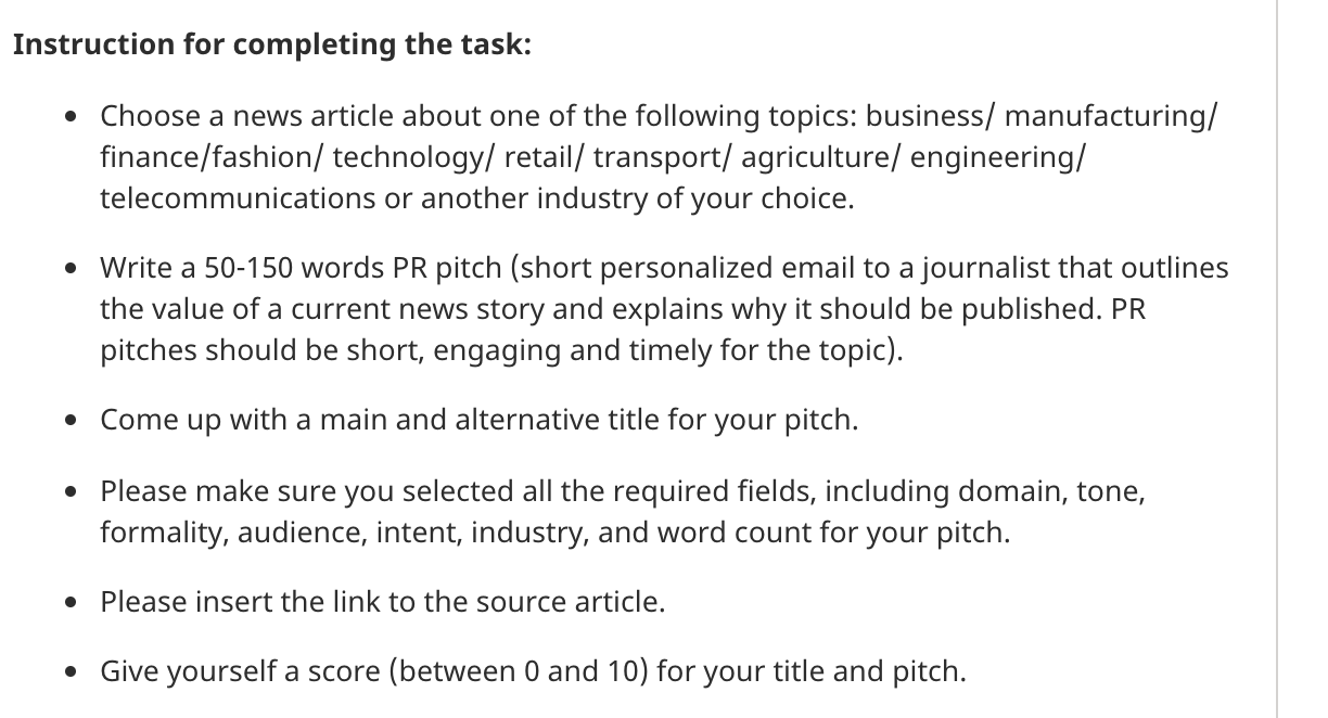 Solved Instruction For Completing The Task Choose A Ne Chegg Com