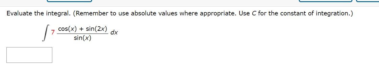 Solved Evaluate the integral. (Remember to use absolute | Chegg.com