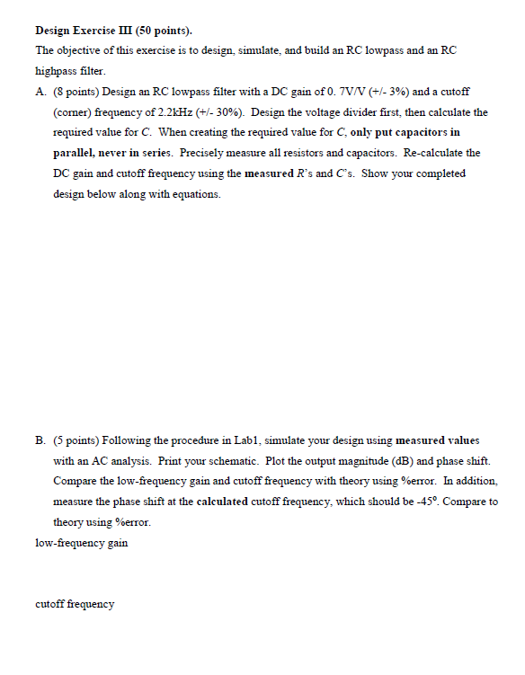 Solved Design Exercise III (50 points). The objective of | Chegg.com