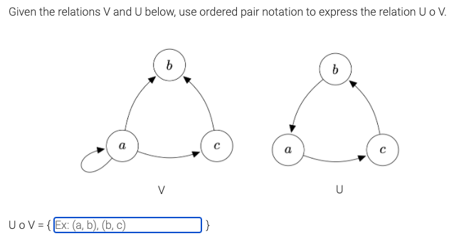 Solved Given The Relations V And U Below Use Ordered Pai Chegg Com