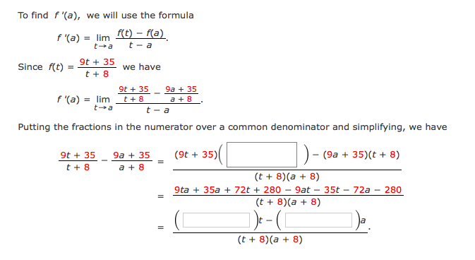 Solved To find f'(a), we will use the formula f'(a) = lim | Chegg.com