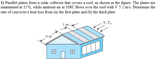 Solved 1) Parallel plates form a solar collector that covers | Chegg.com