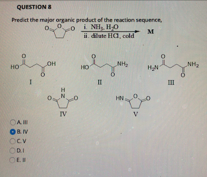 Question 8 Predict The Major Anic Product Of The Chegg 