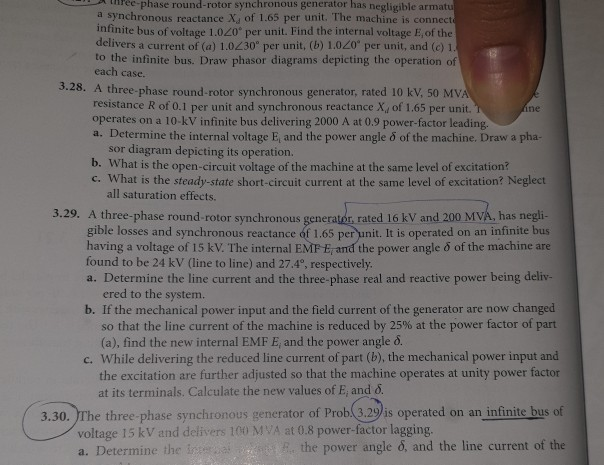 Solved A Ree-phase Round-rotor Synchronous Generator Has 