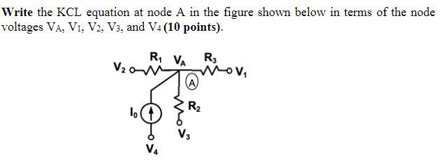Solved Write the KCL equation at node A in the figure shown | Chegg.com