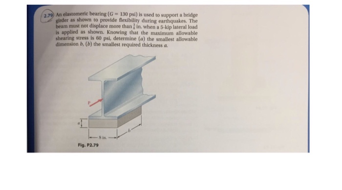 Solved 2.79) An Elastomeric Bearing (G 130 Psi) Is Used To | Chegg.com