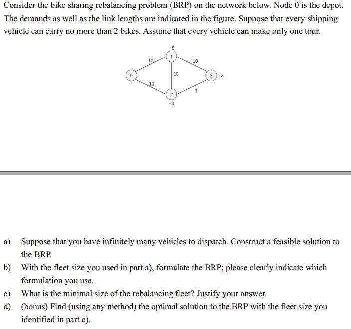 Solved Consider the bike sharing rebalancing problem (BRP) | Chegg.com