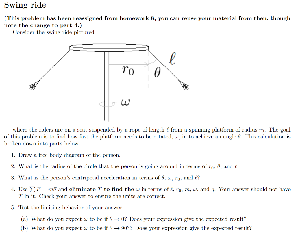 Swing Design Problem Solved Swing ride (This problem has been reassigned from | Chegg.com