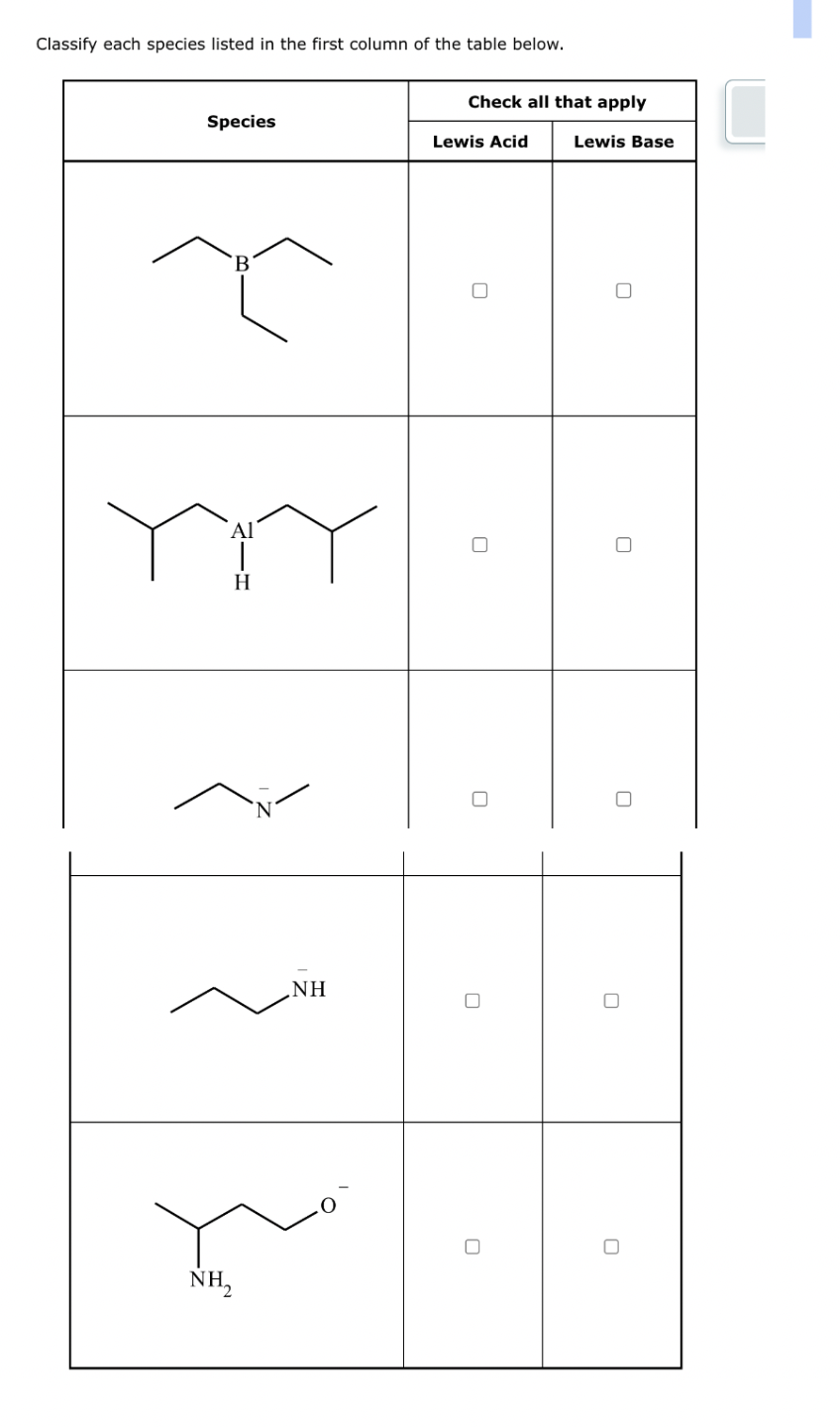 Solved Classify each species listed in the first column of | Chegg.com